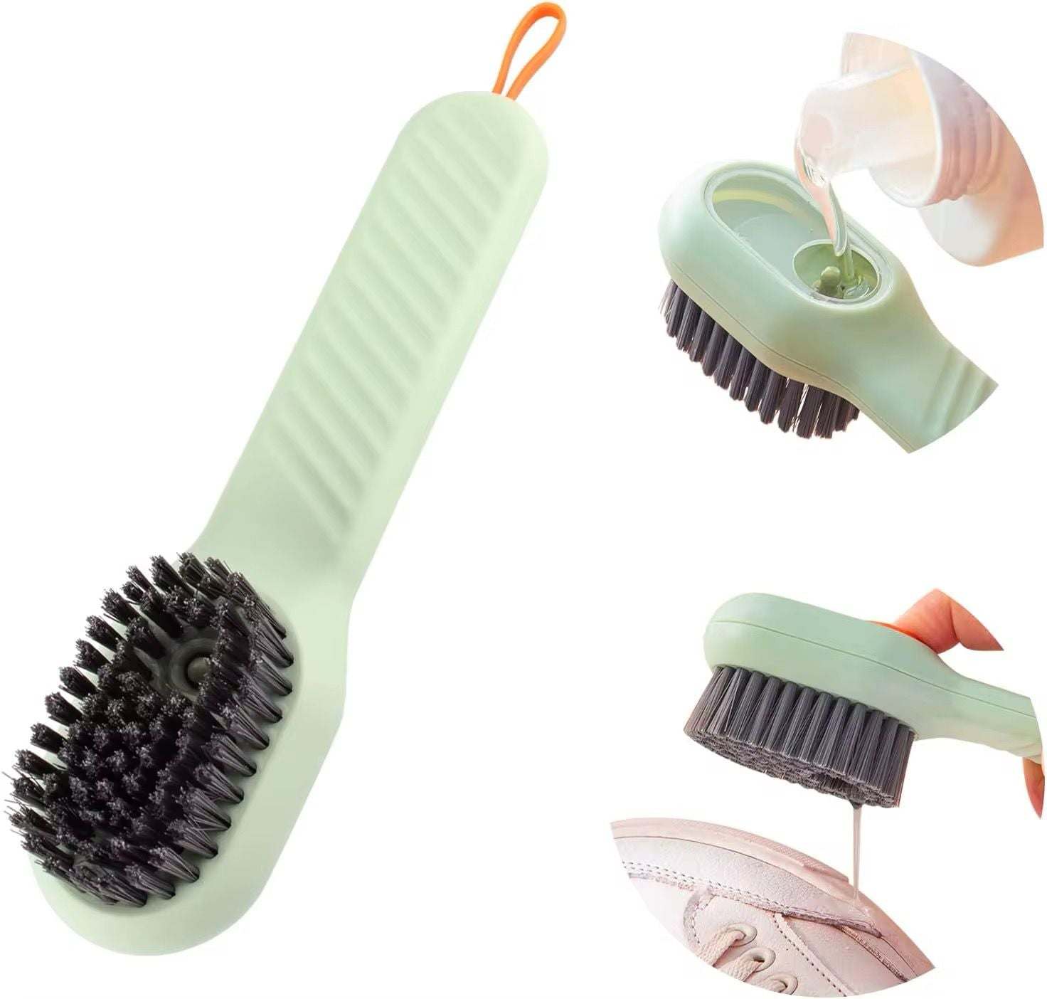 Liquid soap dispenser cleaning brush
